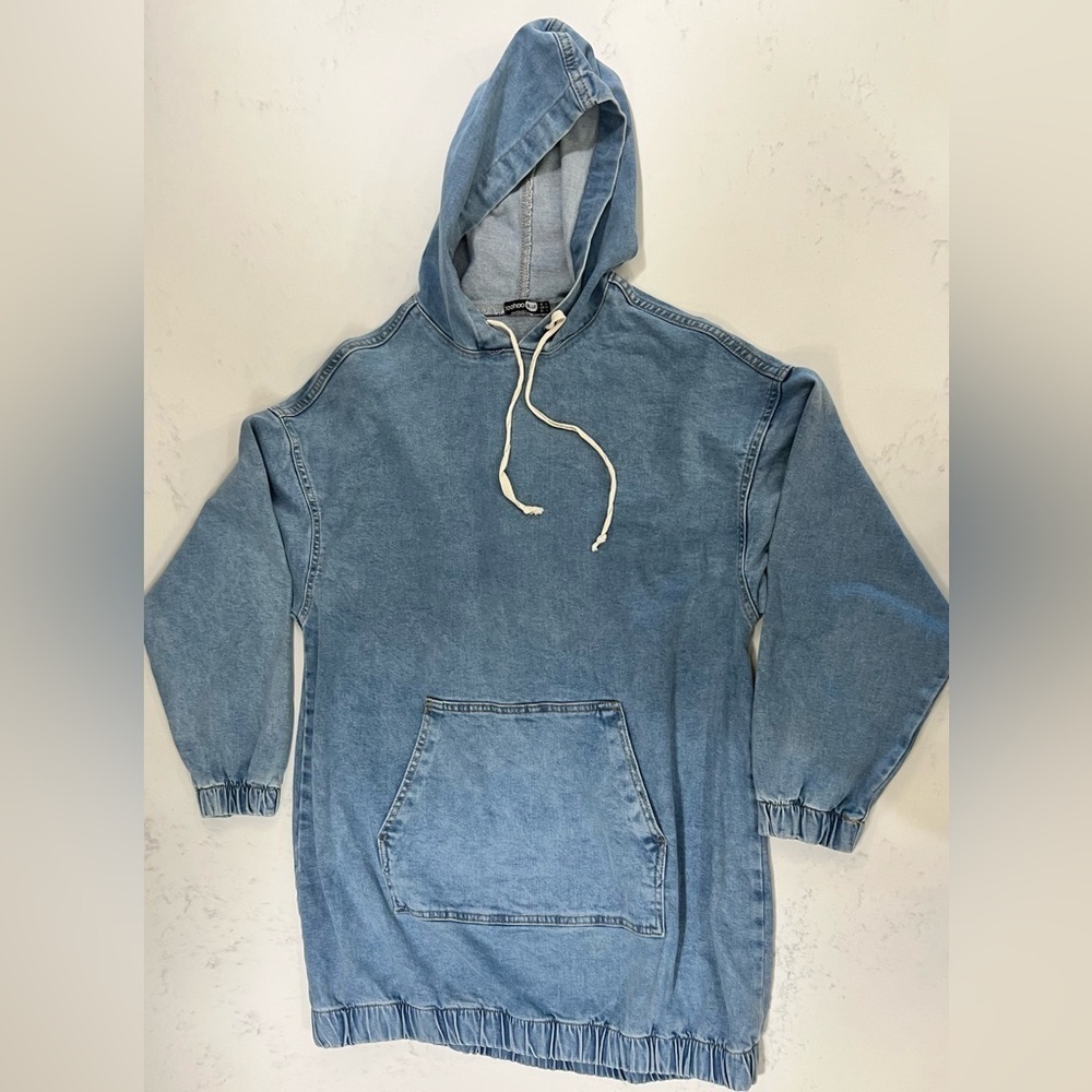 Boohoo Light Blue Denim Hoodie